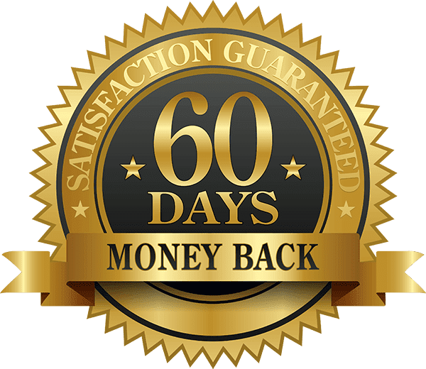 Alpha Rock reviews 60-day satisfaction guaranteed money back badge showing official product return policy